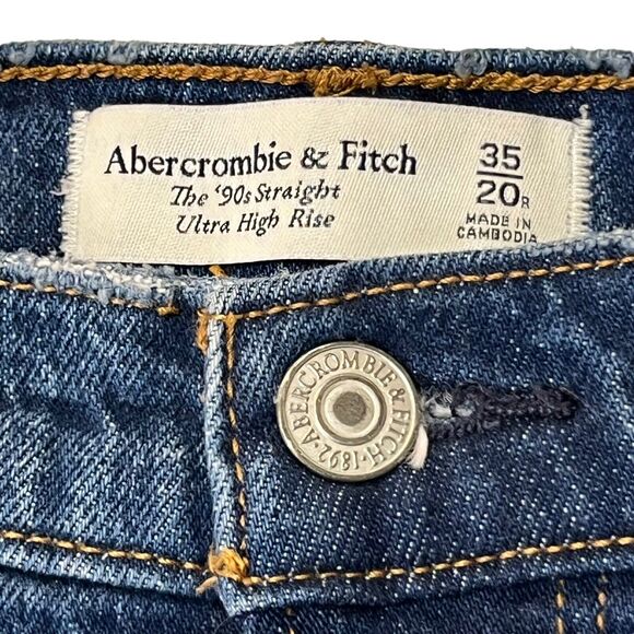 Abercrombie & Fitch 90s Straight Jeans Women’s Size 35 Blue Ultra High Rise - Picture 9 of 13